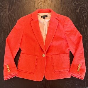 Ann Taylor Bright Coral Tweed Single-Button Blazer